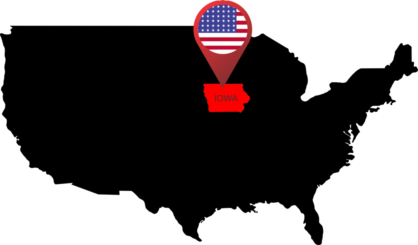 IOWA pin map location flag png