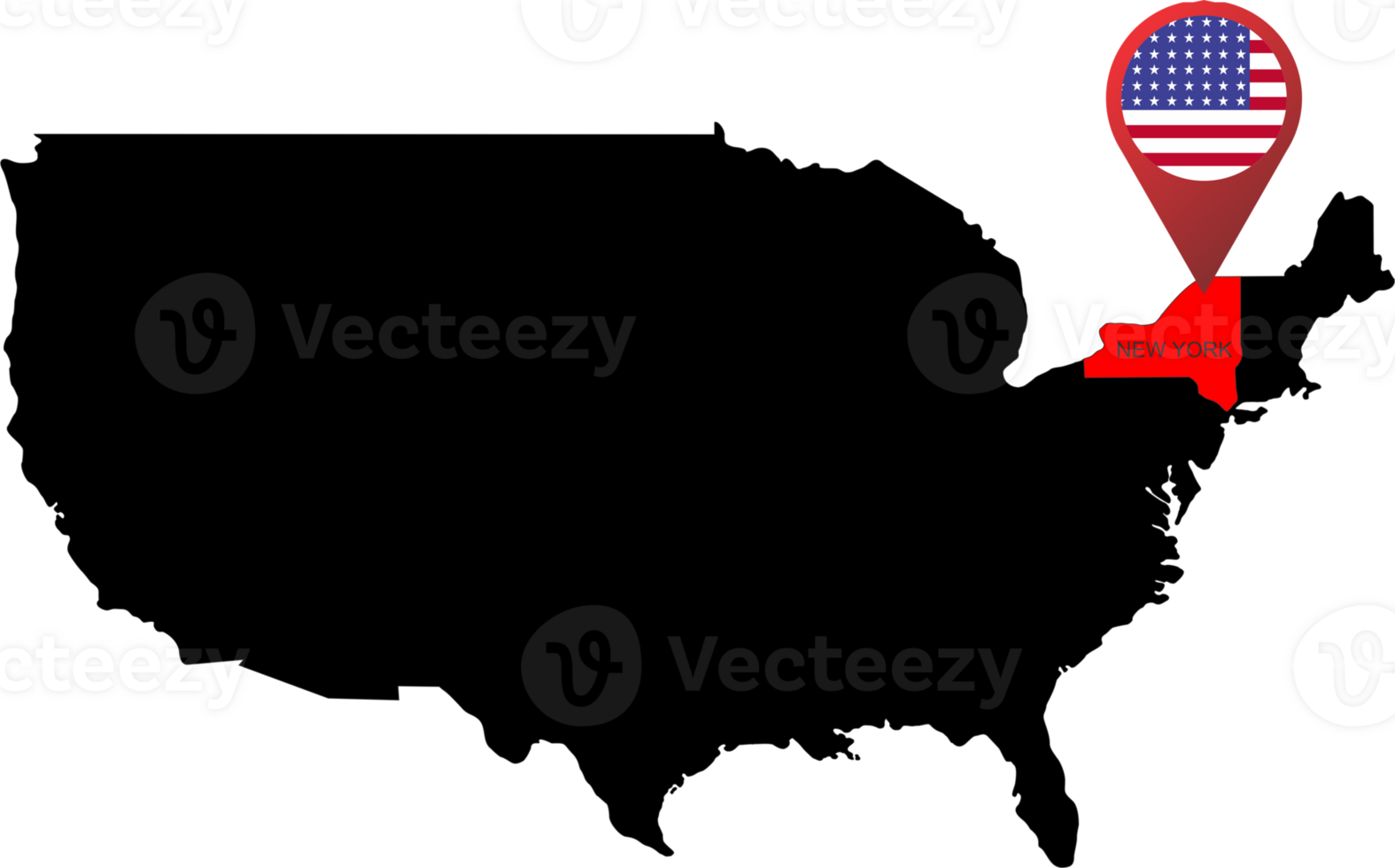 NEW YORK pin map location flag png