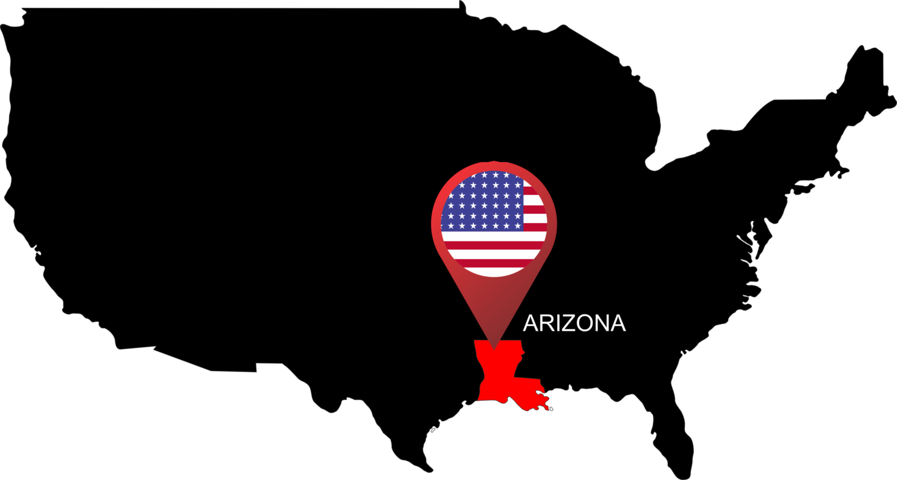 LOUISIANA pin map location flag png