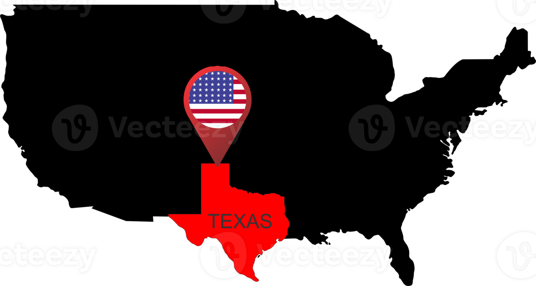 TEXAS pin map location flag png