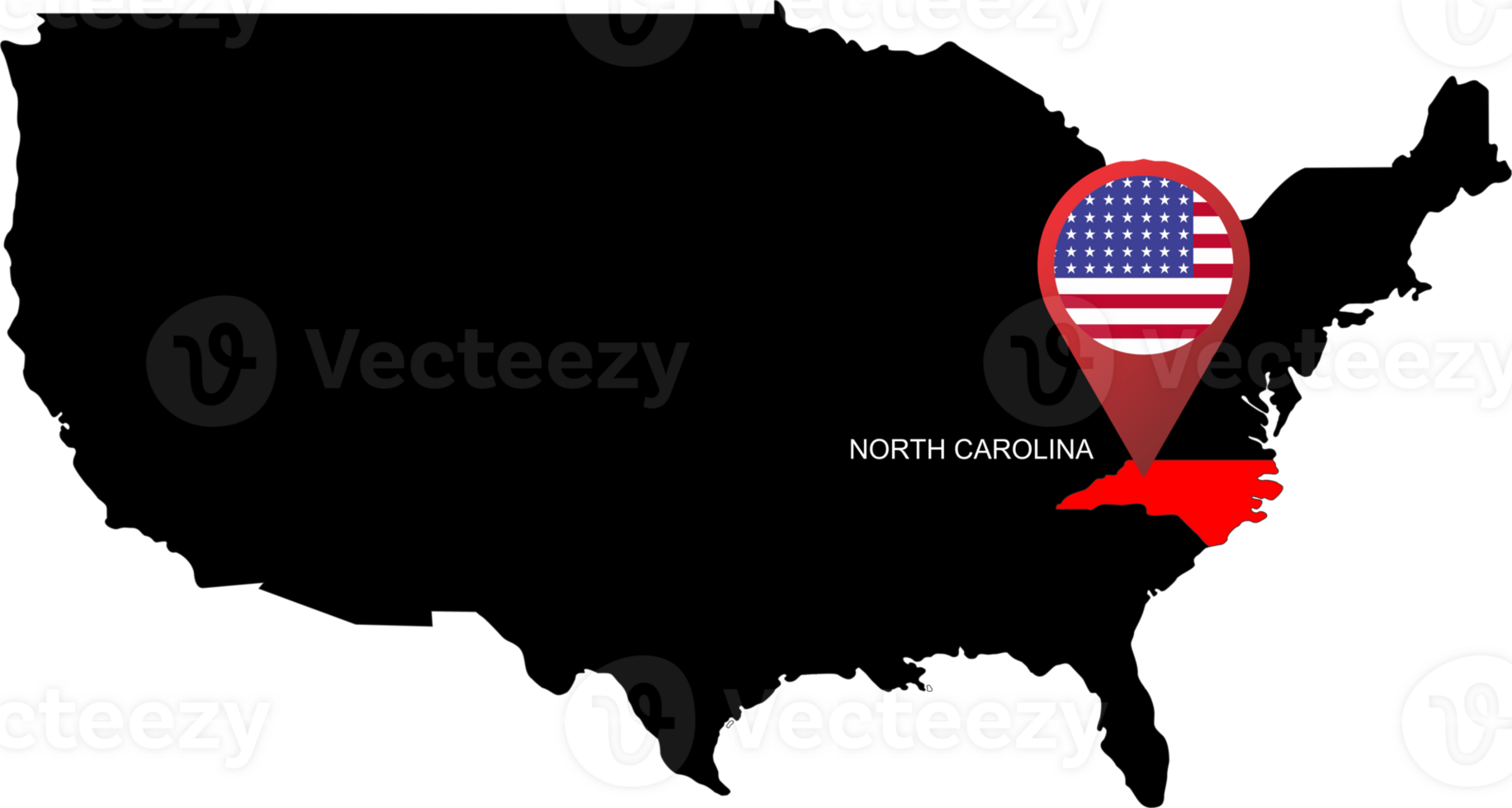 NORTH CAROLINA pin map location flag png