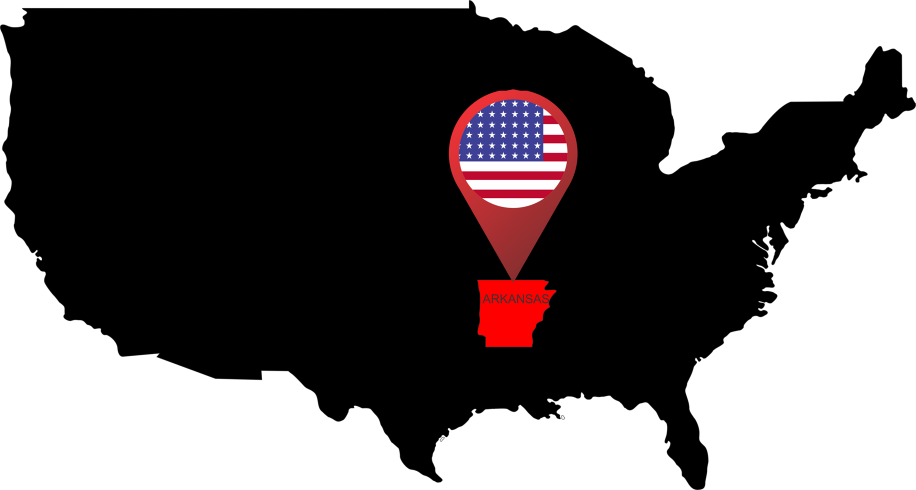 ARKANSAS pin map location flag png