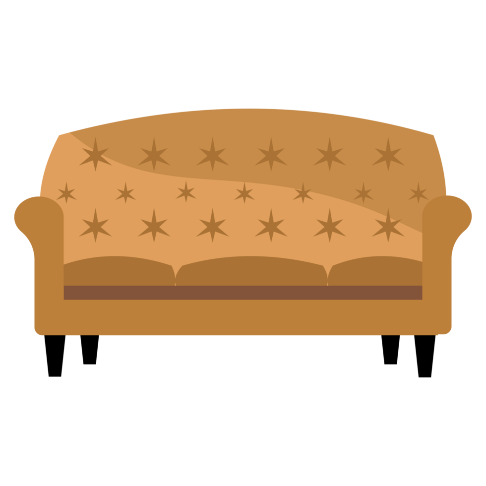 a brown couch with stars on it png