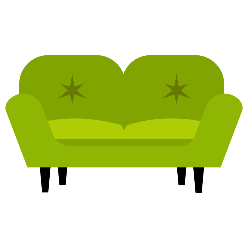 a green couch with a star on it png