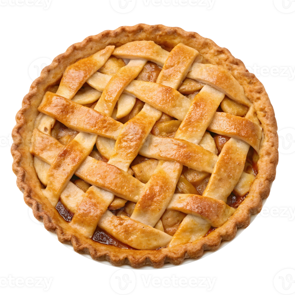Freshly baked apple pie with a golden brown lattice crust png