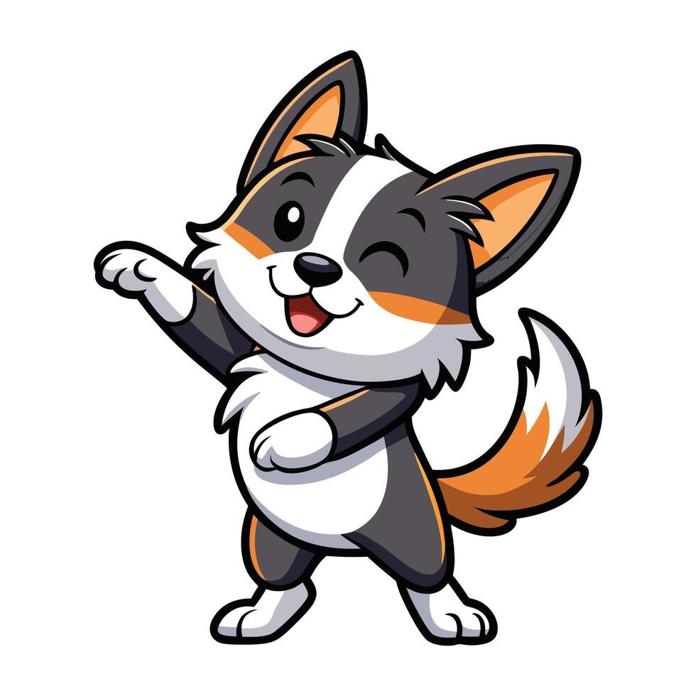 Cute Border Collie Dabbing Cartoon Vibes vector