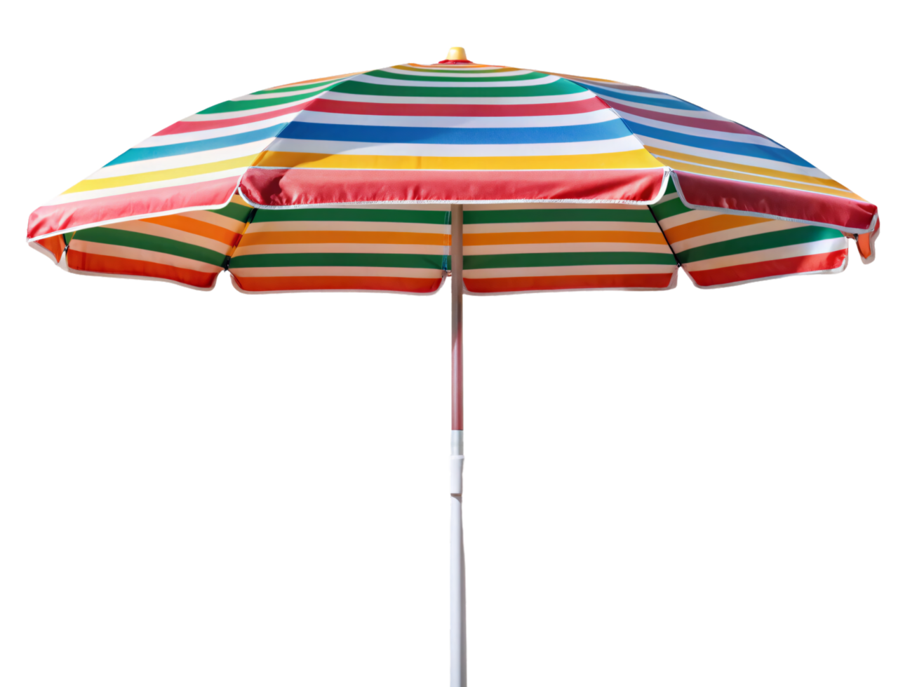 A striped beach umbrella in bold colors like red, green, and blue, perfect for shading a sunny day at the beach or poolside png