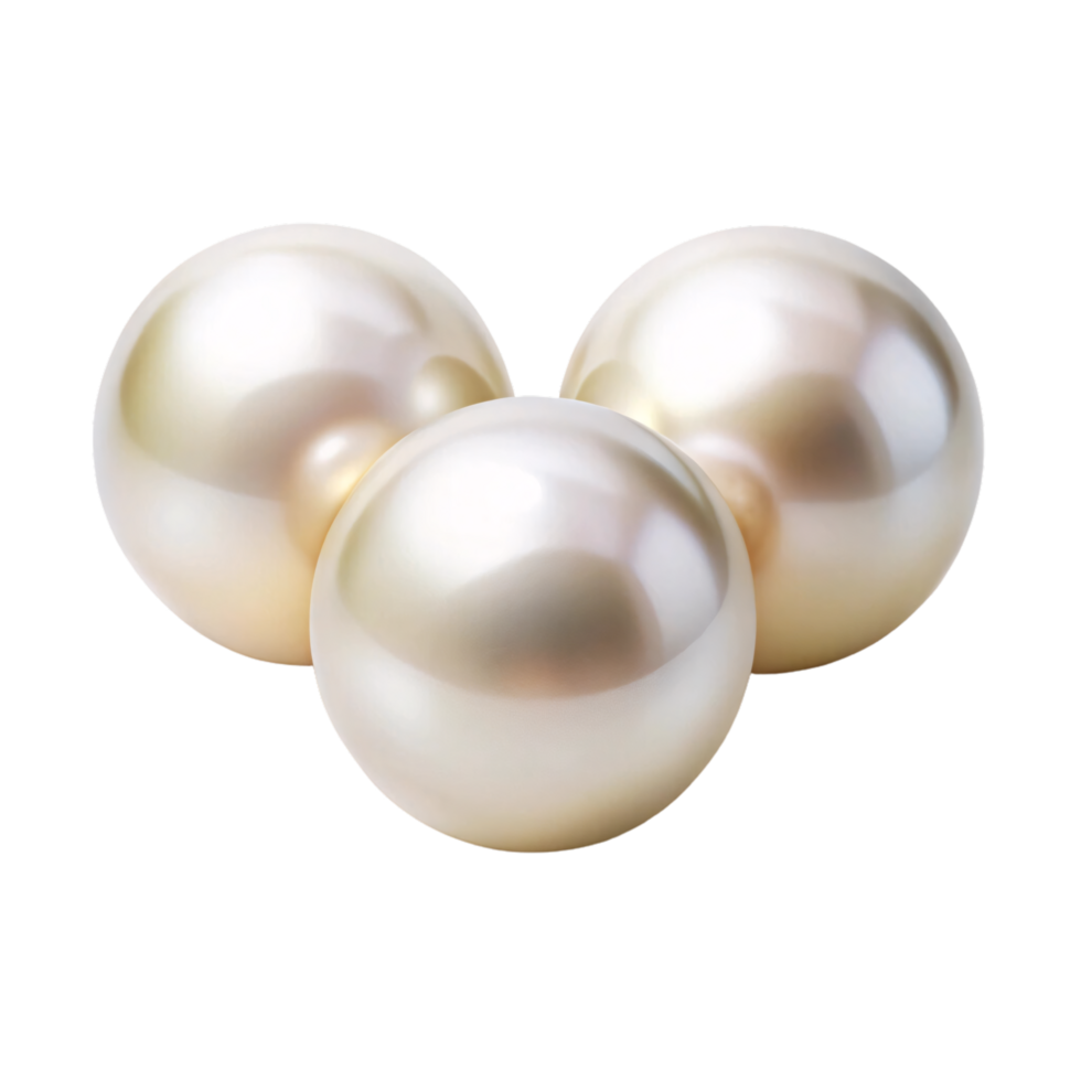 Three lustrous pearls with smooth surfaces, radiating a soft glow and subtle pinkish tones against a black background, showcasing elegance and purity png