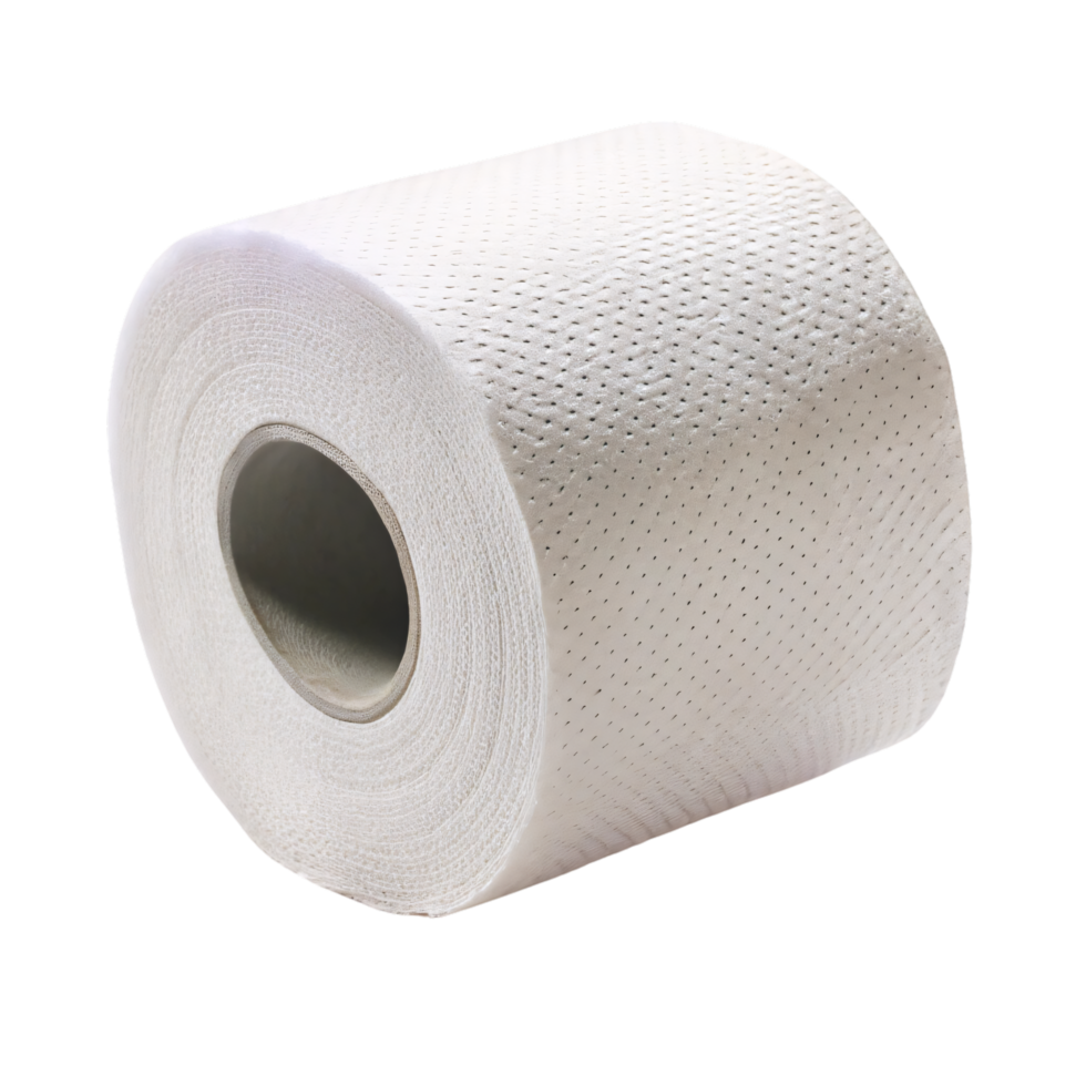 Close-up of a white toilet paper roll, textured with small dots. Its clean, structured look provides a sense of softness and convenience png