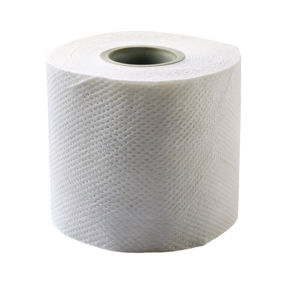 A roll of white toilet paper, textured and perforated. Its clean design and soft material are perfect for household necessities png