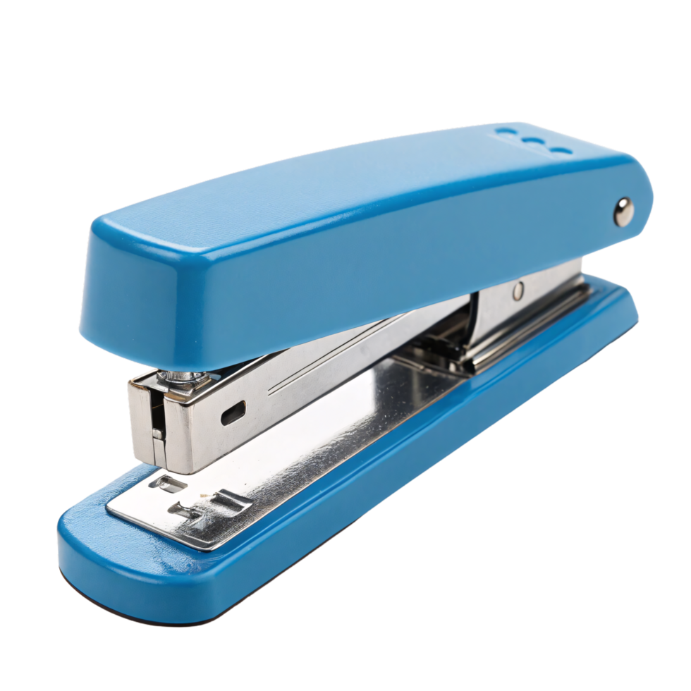 A blue stapler, capturing everyday office utility in a simple, functional form png