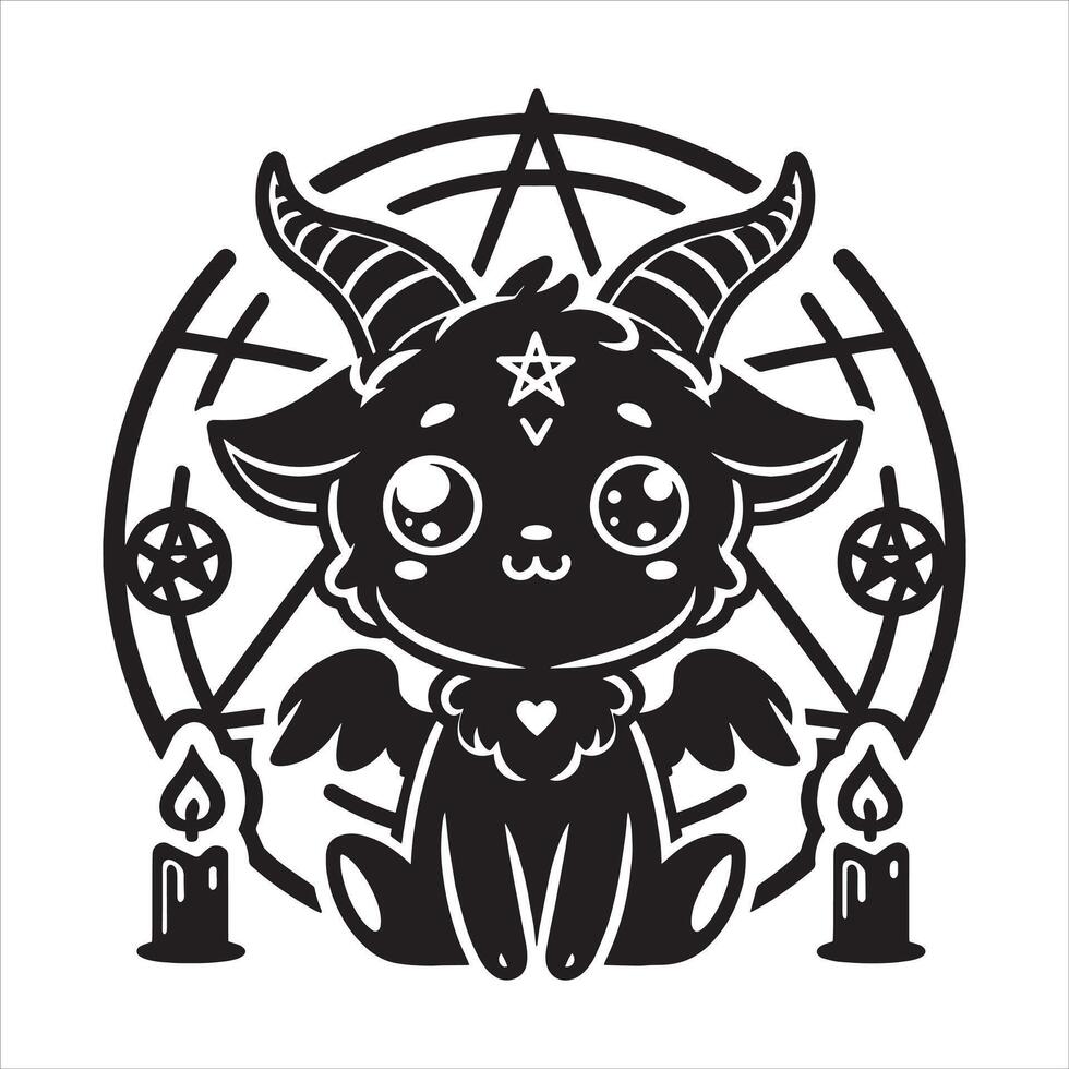 The Fluffy Wings of Cute Baphomet vector