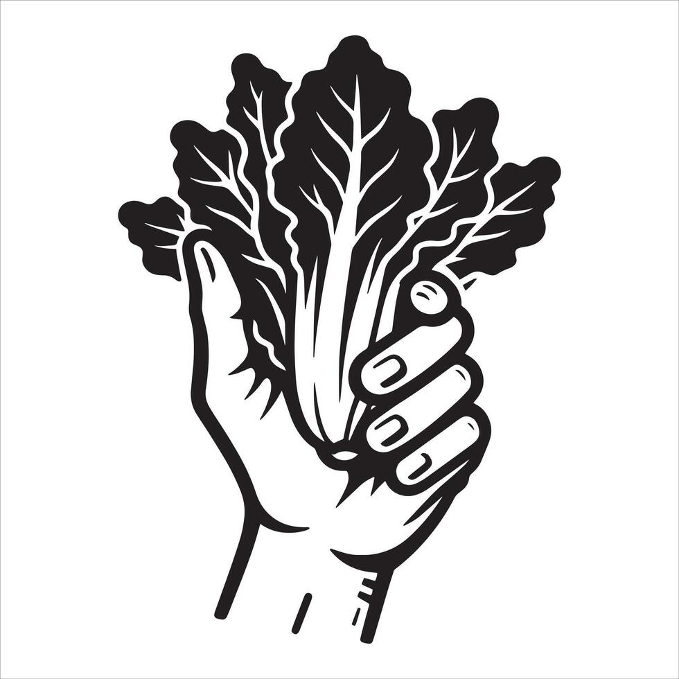 A Bountiful Lettuce Bucket Grasped in Hand vector