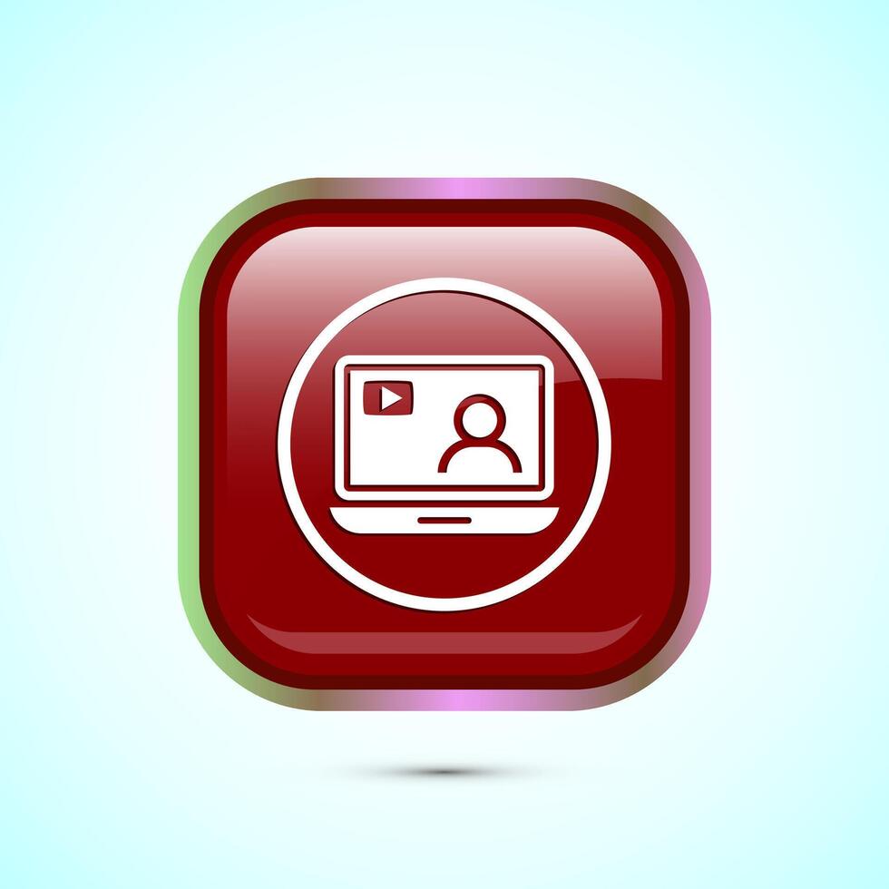 lectures icon design illustration, conference icon, Online seminar sign, Red color square button design vector