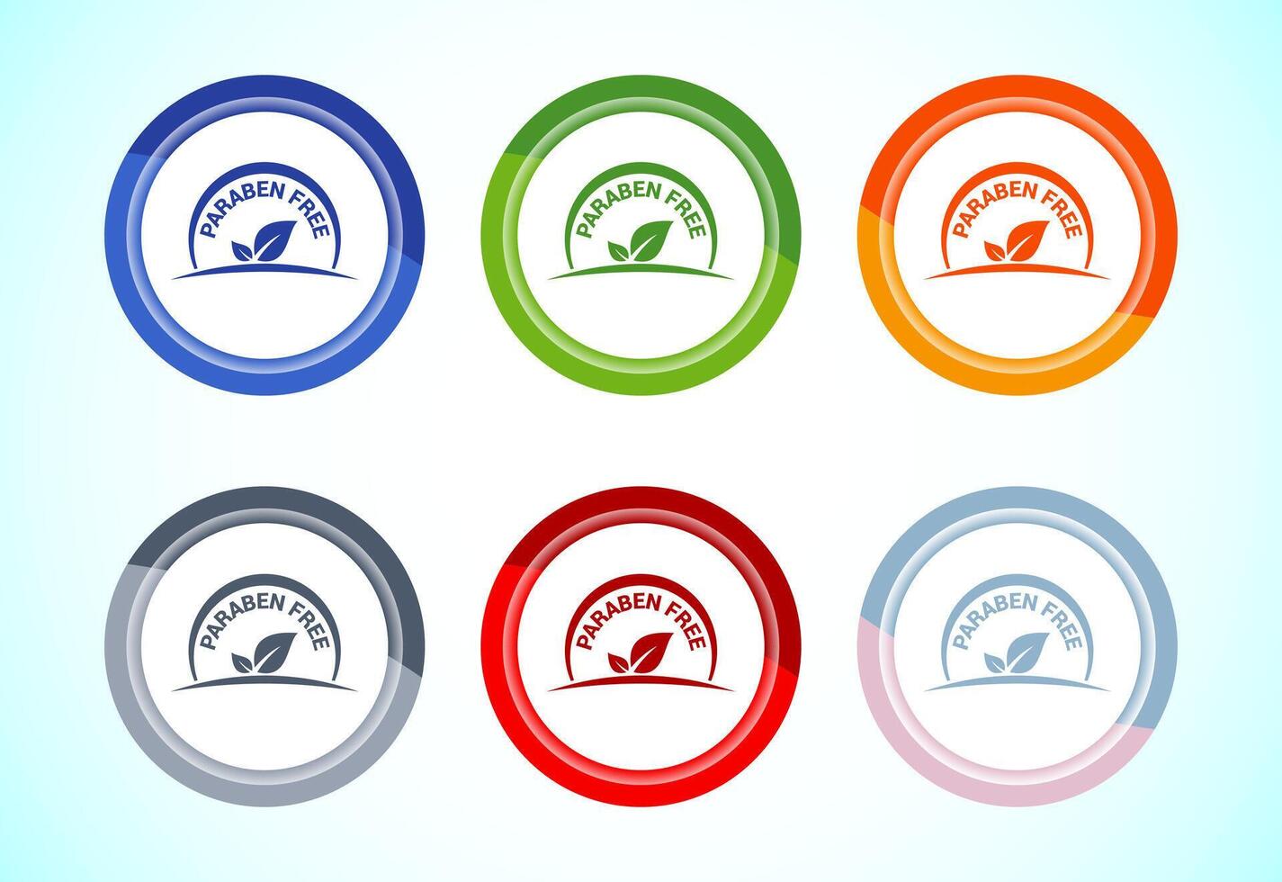 Paraben free icon, suitable for product label, 6 color button design vector