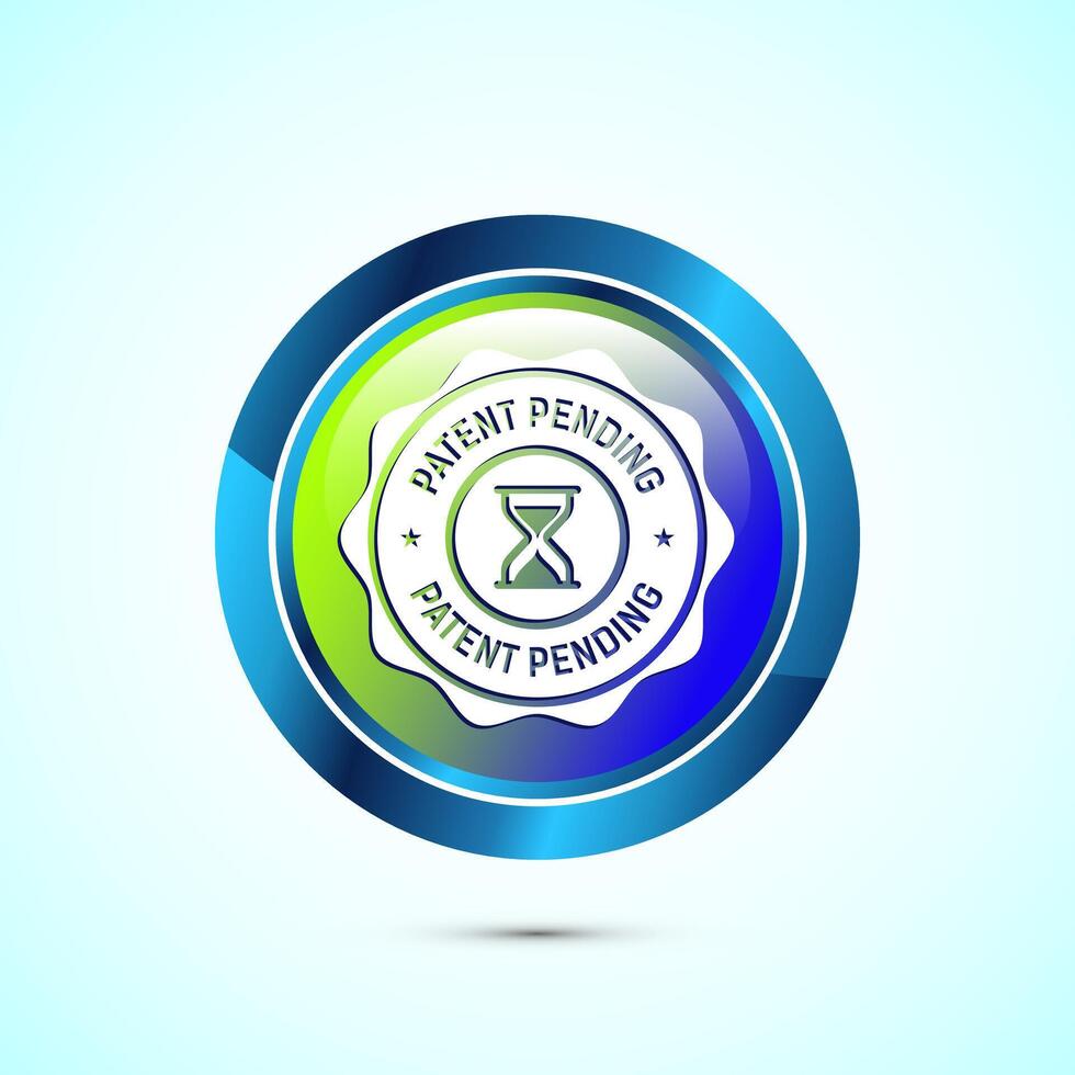 Patent pending icon design illustration, patent pending logo, badge, seal emblem, Glossy round button design vector