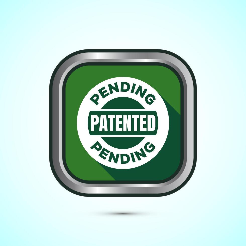 Patent pending icon design illustration, patent pending logo, badge, seal emblem, Green shadow button design vector