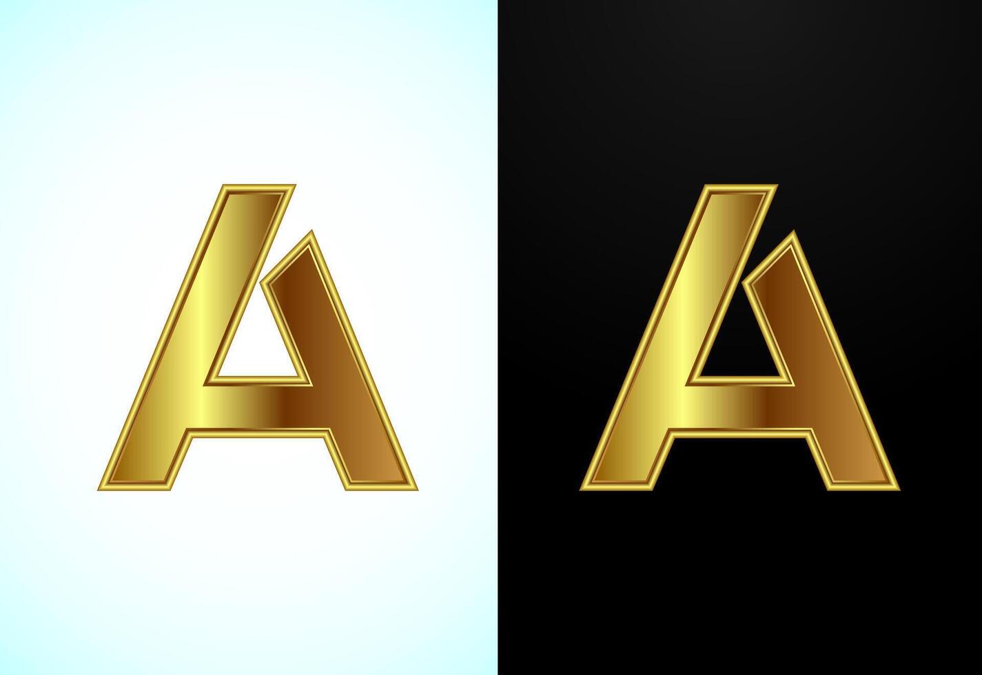 English capital letter A in gold color. Graphic alphabet symbol for corporate business identity vector