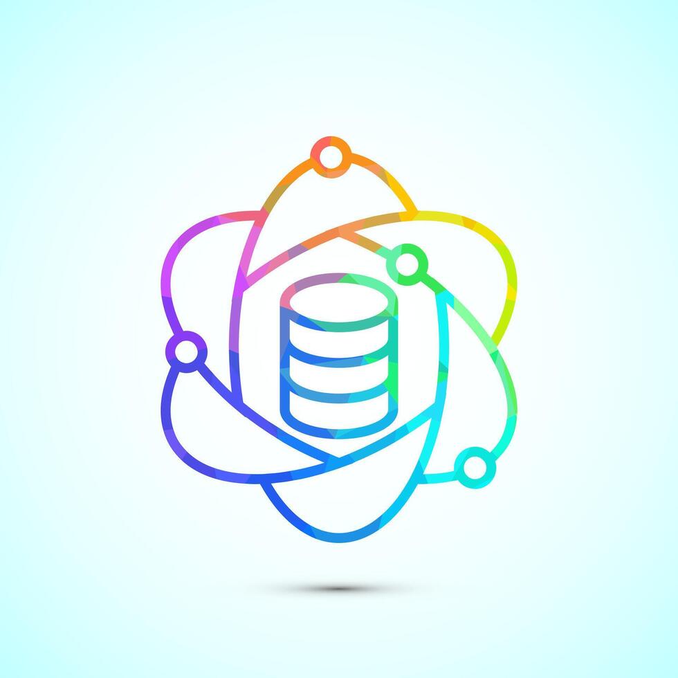 Data science icon. digital tech icon, low poly style vector