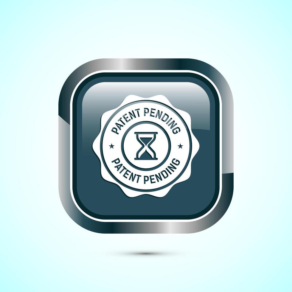 Patent pending icon design illustration, patent pending logo, badge, seal emblem, Gray color square button design vector