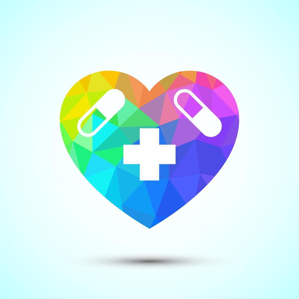 Medical and healthcare icon design, icon for medical apps and websites, low poly style vector
