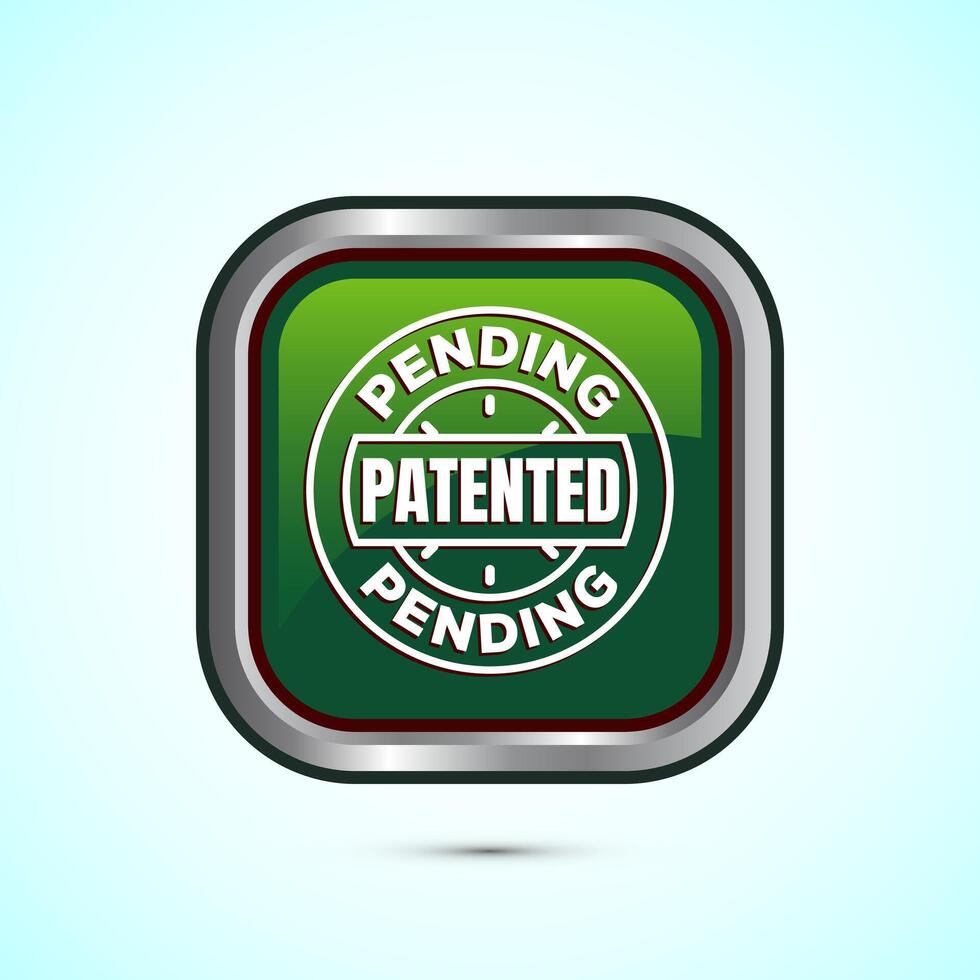 Patent pending icon design illustration, patent pending logo, badge, seal emblem, Green color square button design vector