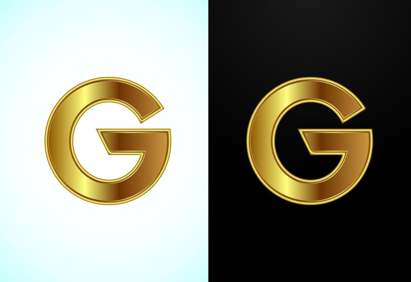 English capital letter G in gold color. Graphic alphabet symbol for corporate business vector