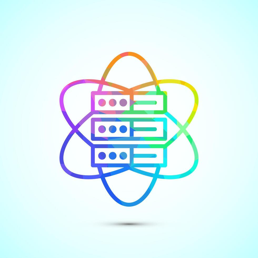 Data science icon design. Big data, digital tech icon, low poly style vector