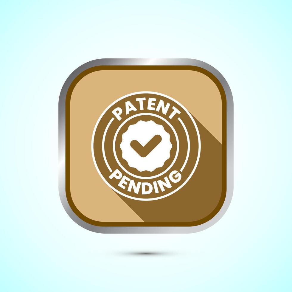 Patent pending icon design illustration, patent pending logo, badge, seal emblem, Gold shadow button design vector