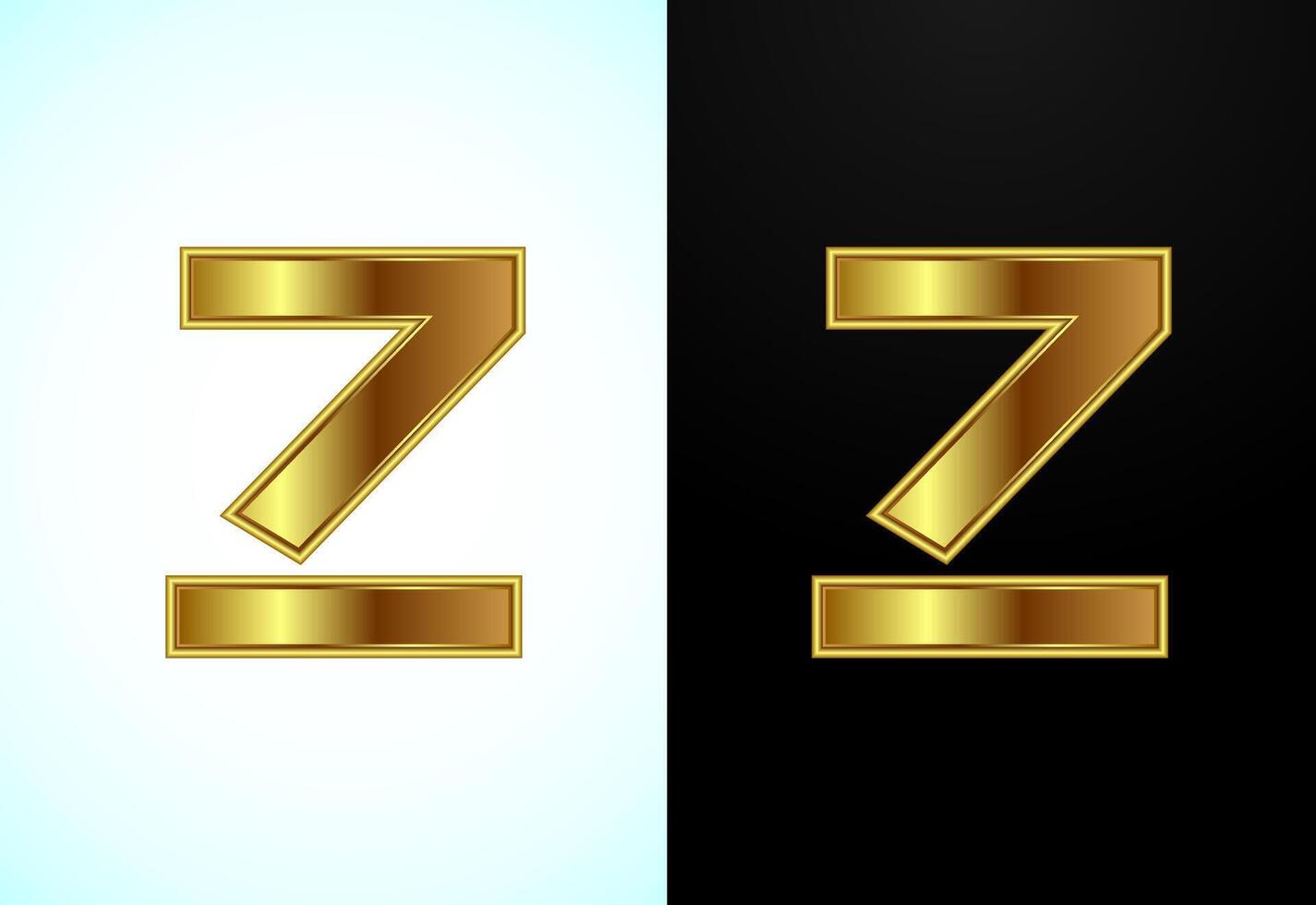 English capital letter Z in gold color. Graphic alphabet symbol for corporate business identity vector