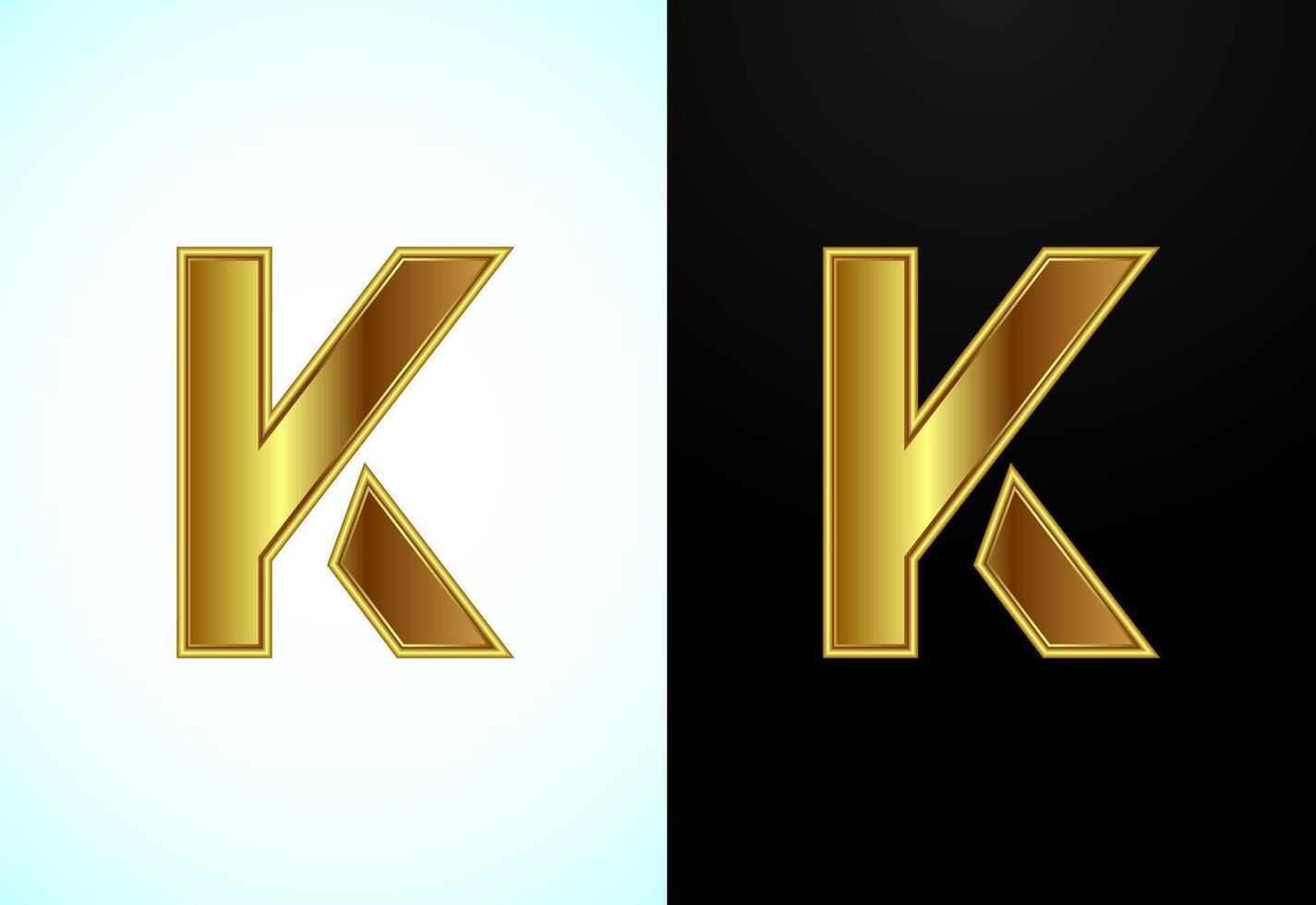 English capital letter K in gold color. Graphic alphabet symbol for corporate business identity vector