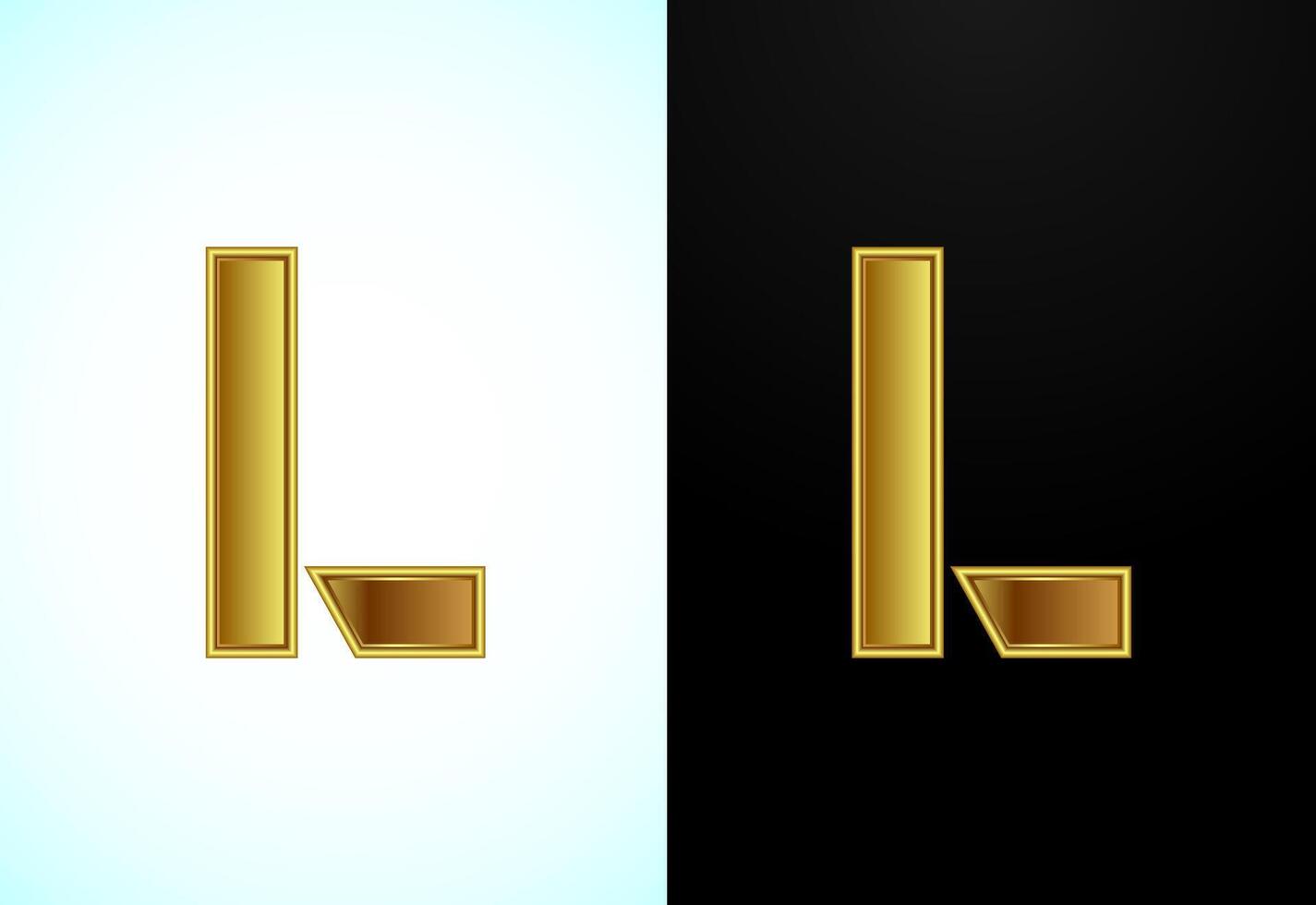 English capital letter L in gold color. Graphic alphabet symbol for corporate business identity vector