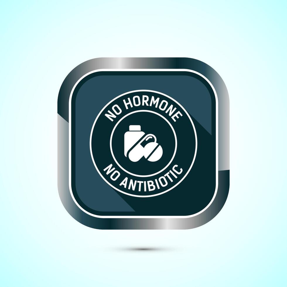 Antibiotic free icon design illustration, No antibiotic label. Organic, healthy, natural, Gray shadow button design vector