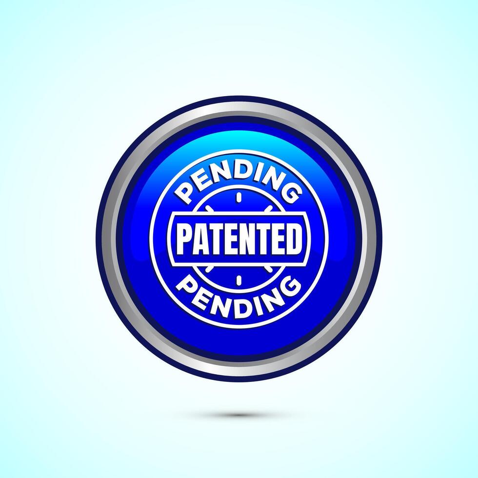 Patent pending icon design illustration, patent pending logo, badge, seal emblem, Blue color round button design vector