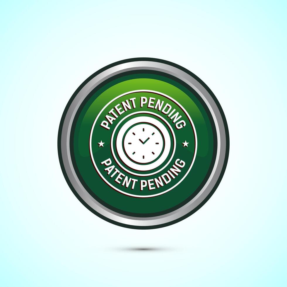 Patent pending icon design illustration, patent pending logo, badge, seal emblem, Green color round button design vector
