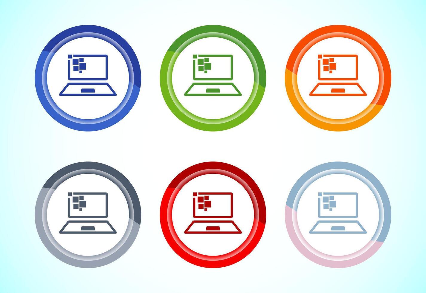 Information technology icon design. Digital tech icon, 6 color button design vector
