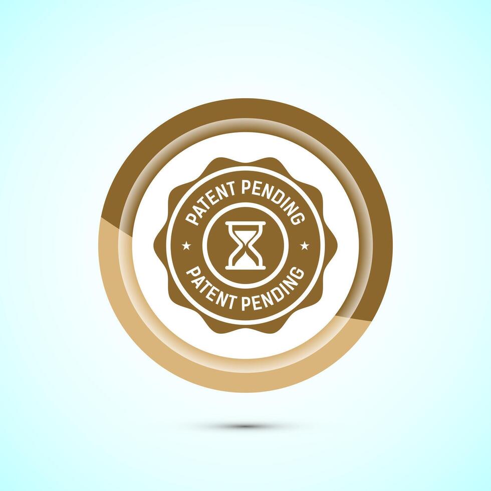 Patent pending icon design illustration, patent pending logo, badge, seal emblem, Gold color button design vector