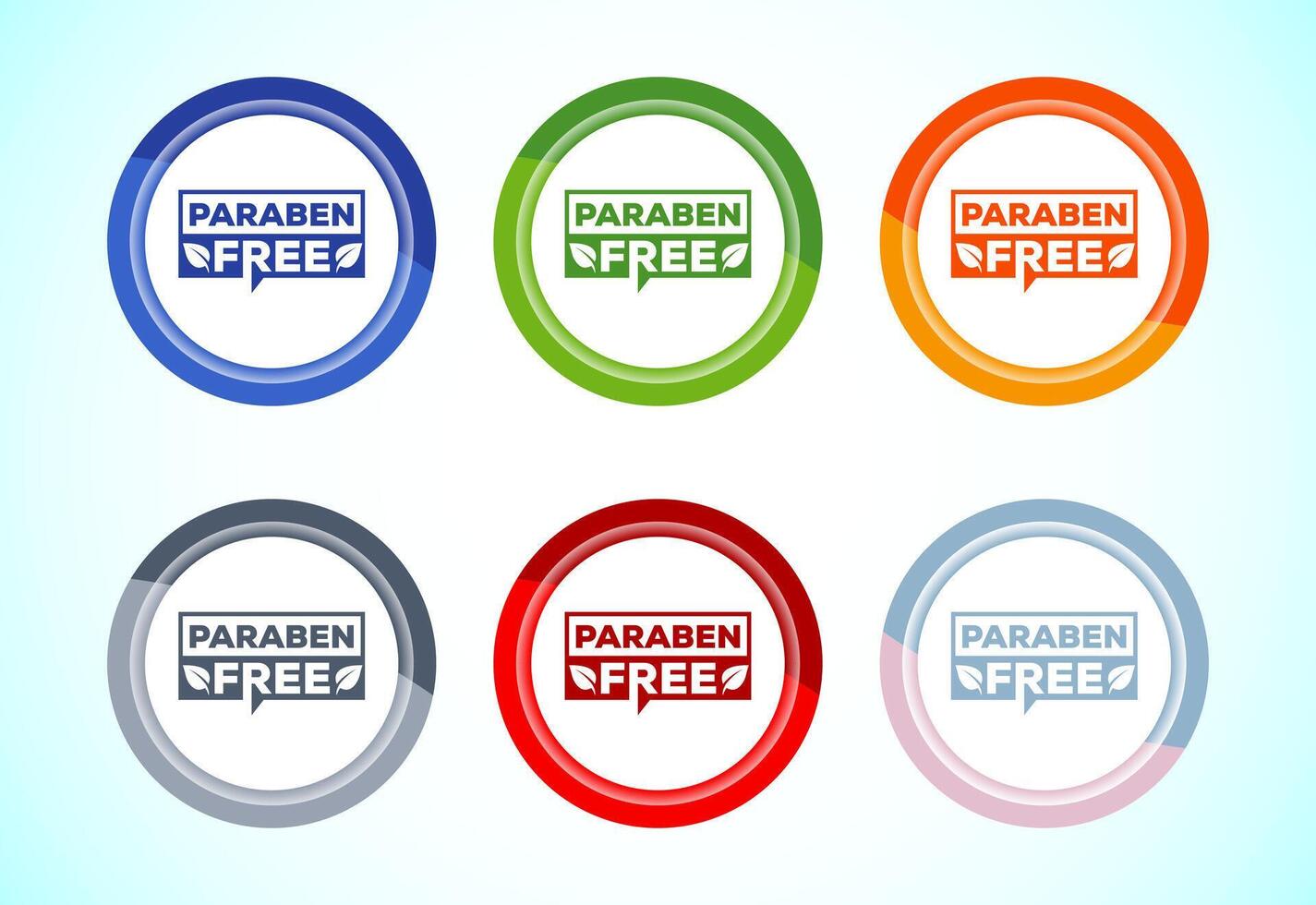 Paraben free icon illustration, suitable for product label, 6 color button design set vector