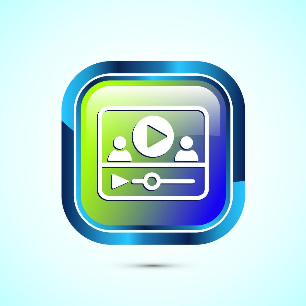 lectures icon design illustration, conference icon, Online seminar sign, Glossy square button design vector