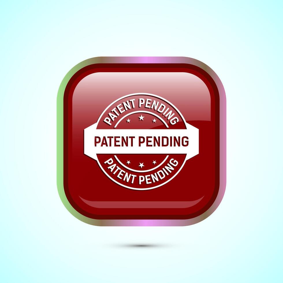 Patent pending icon design illustration, patent pending logo, badge, seal emblem, Red color square button design vector