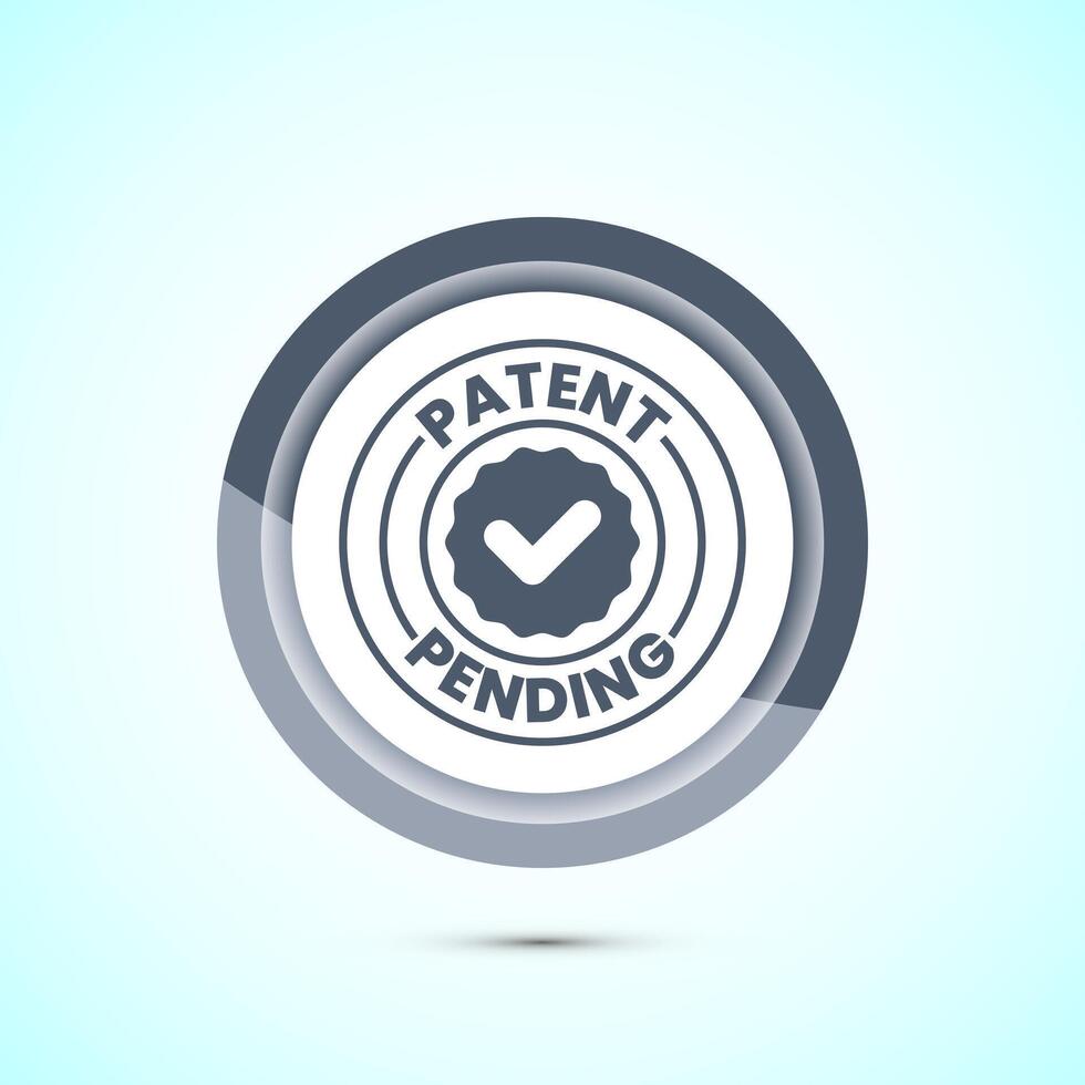 Patent pending icon design illustration, patent pending logo, badge, seal emblem, Gray color button design vector