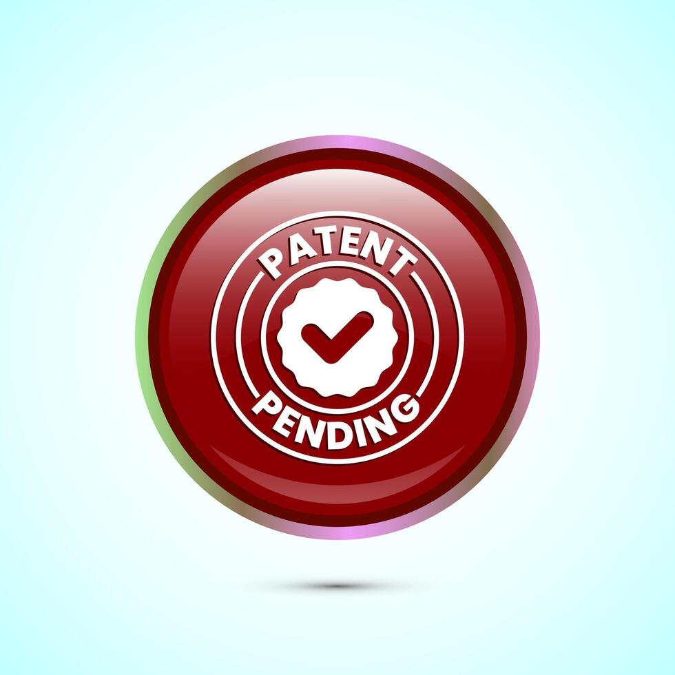 Patent pending icon design illustration, patent pending logo, badge, seal emblem, Red color round button design vector