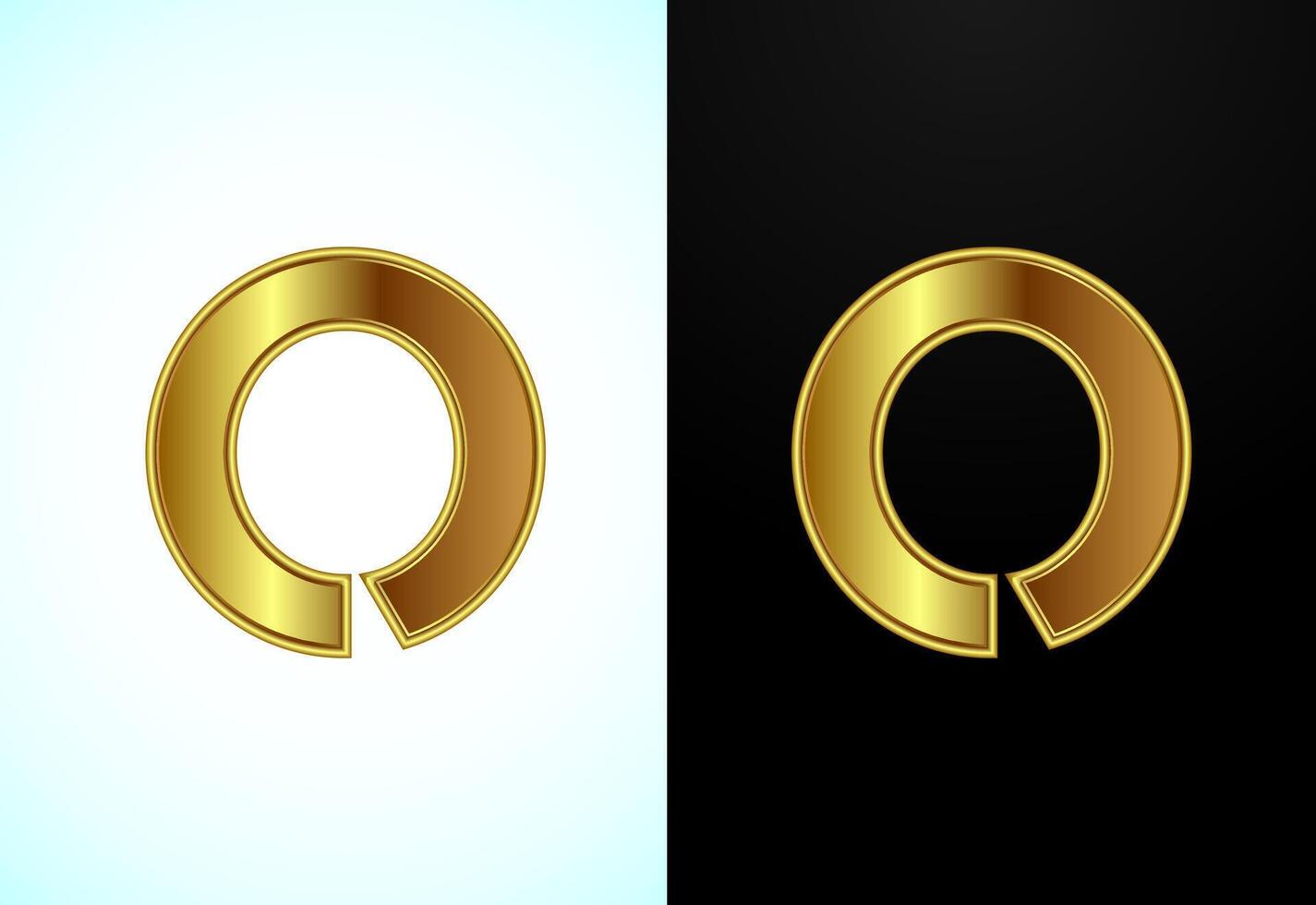 English capital letter O in gold color. Graphic alphabet symbol for corporate business identity vector