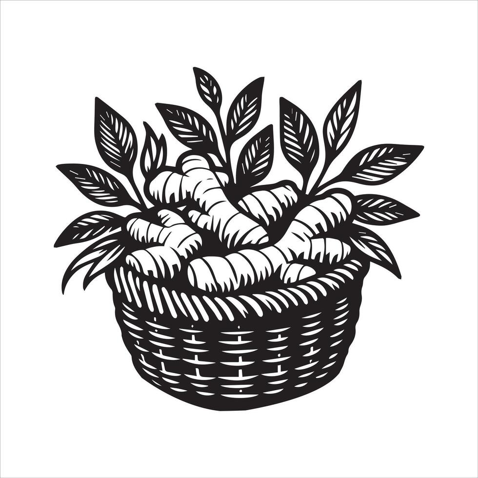 Ginger Basket Overflowing with Warmth vector