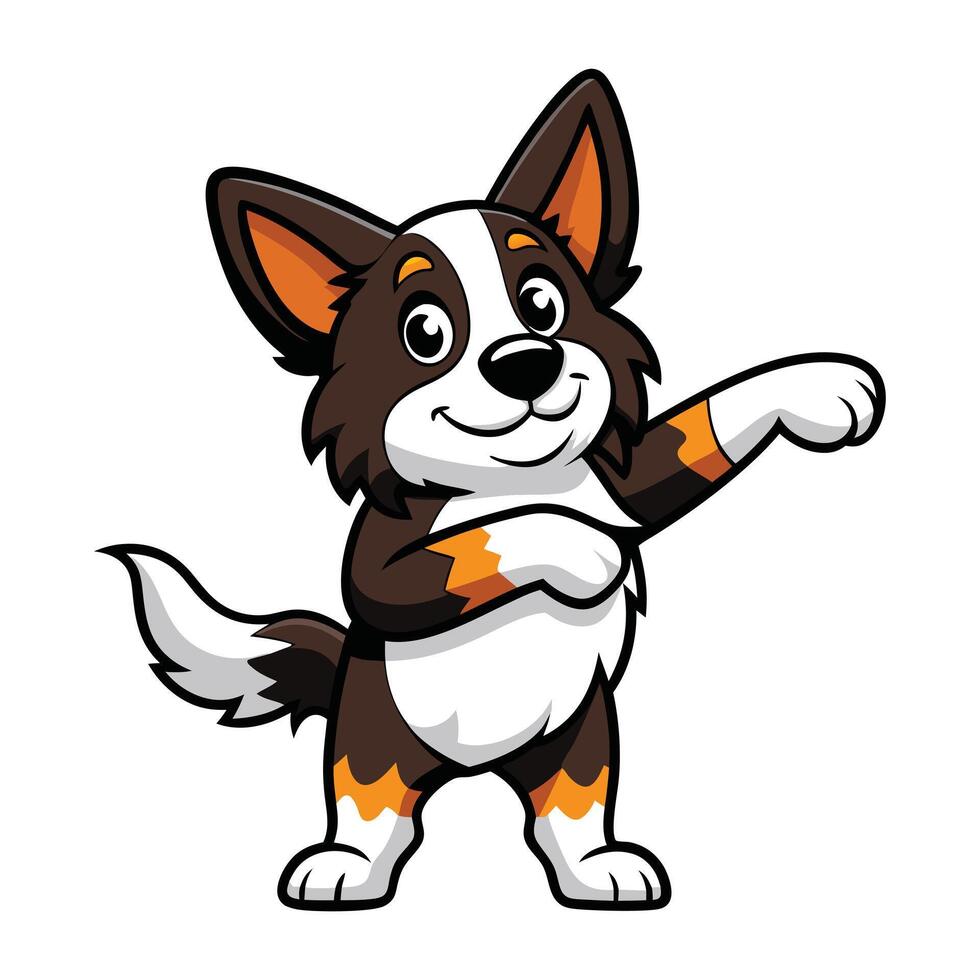 Cute Border Collie Dabbing Cartoon Swag Style vector