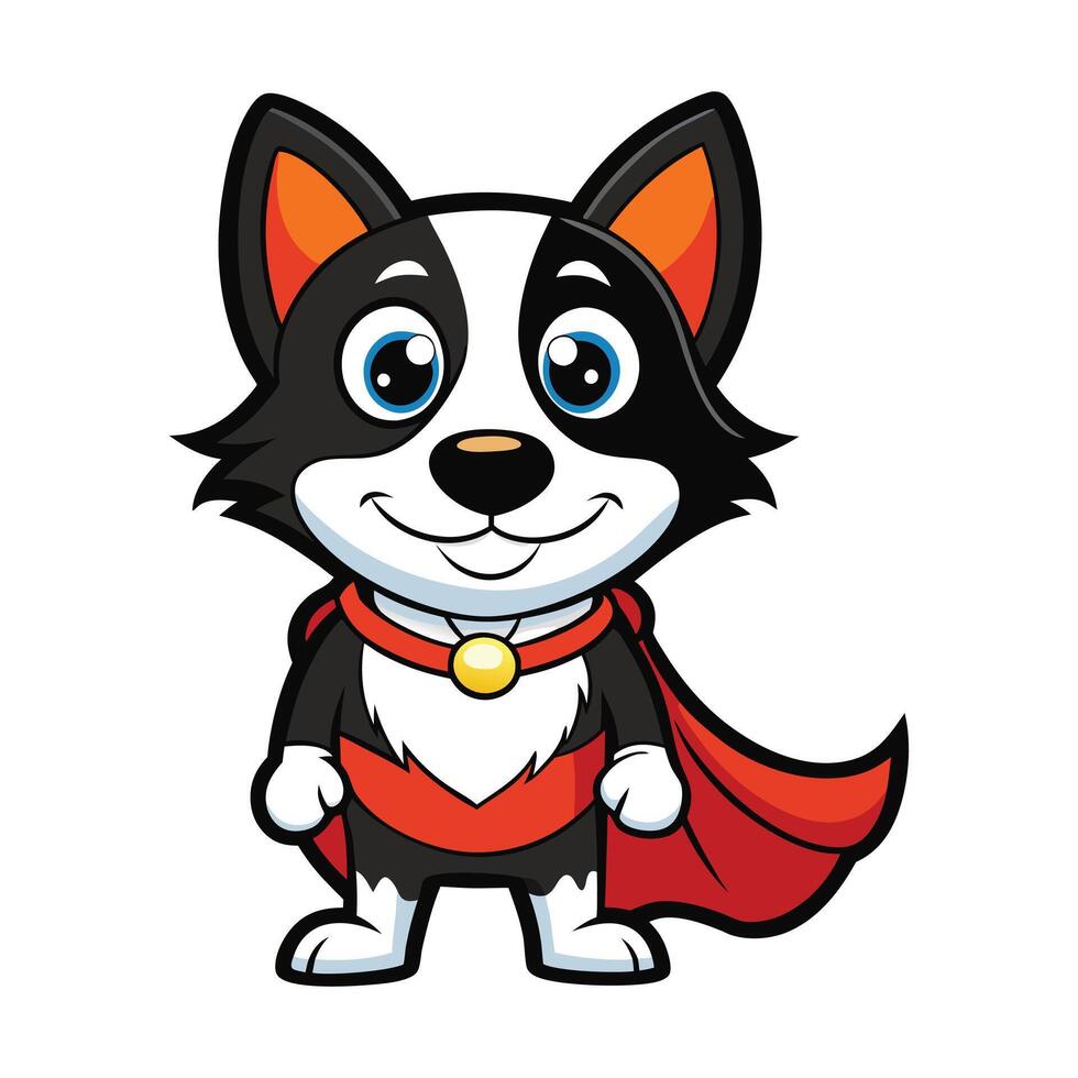 Super Pup Cute Border Collie Super Hero Flying vector
