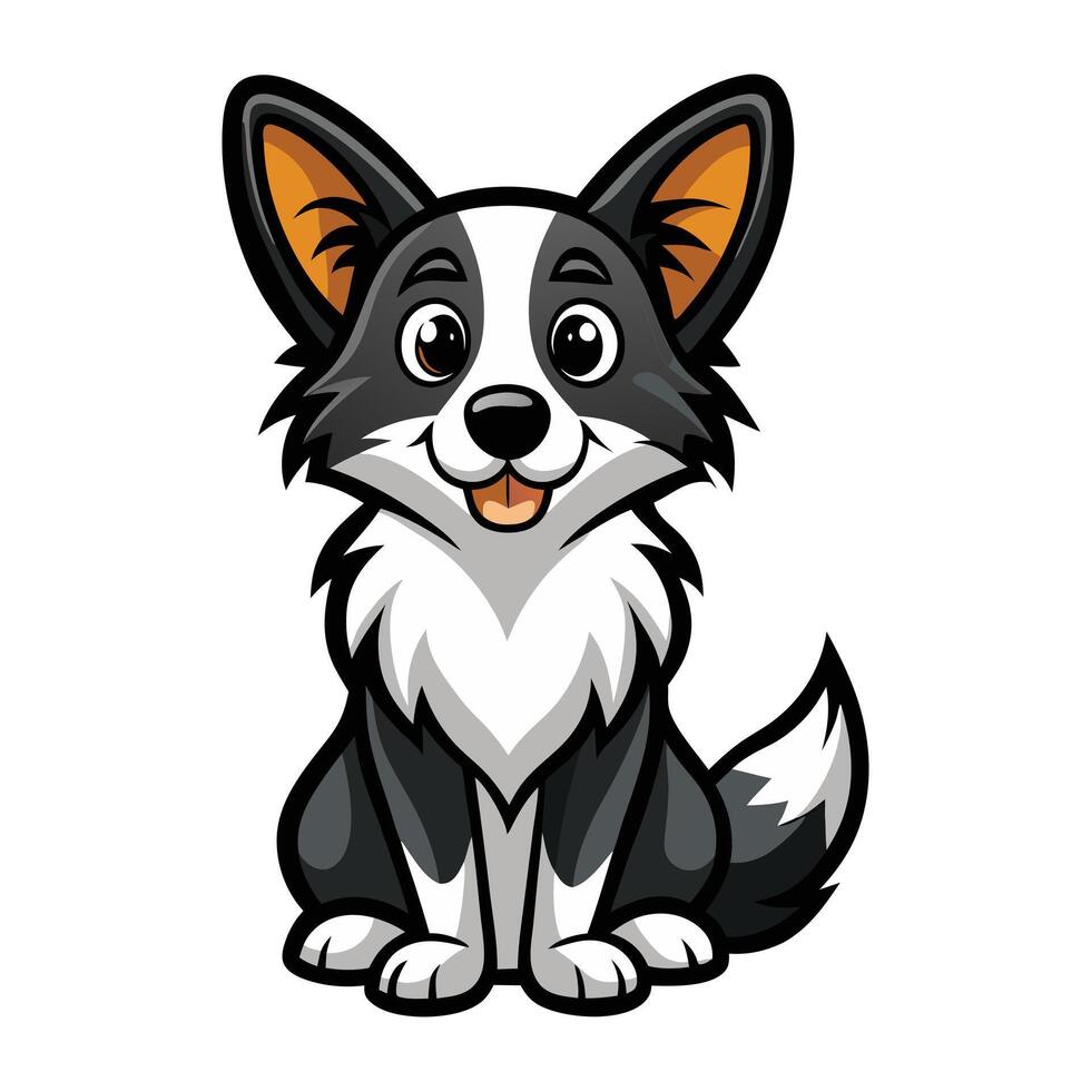 Cute Border Collie Sitting vector