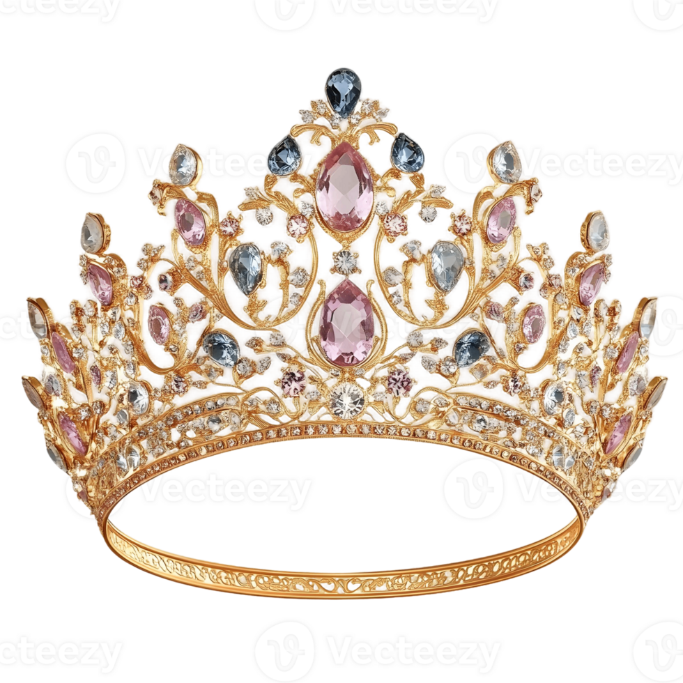 Luxurious Gold Crown with Dazzling Embellishments png