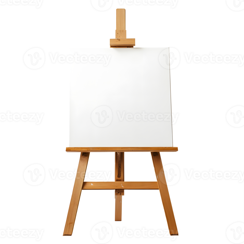 Classic Wooden Easel Holding a Blank Canvas png