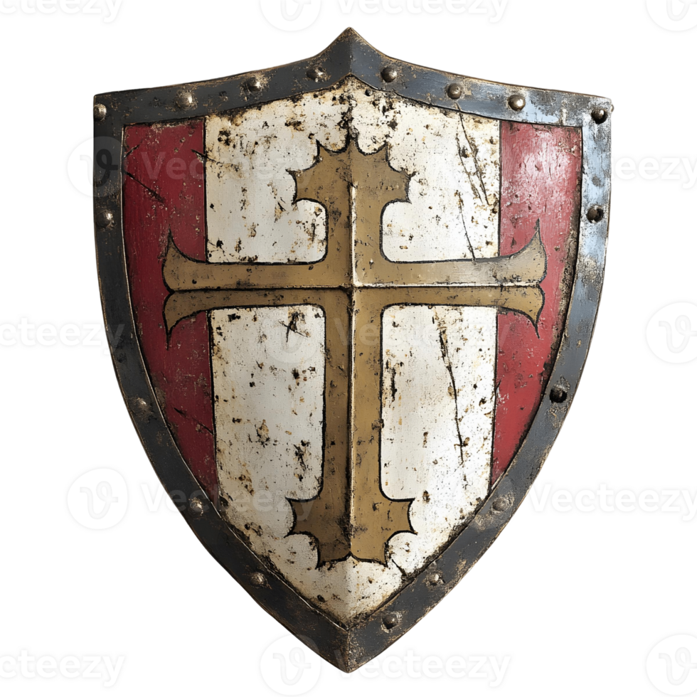 Sturdy Medieval Shield Decorated with Royal Symbols png